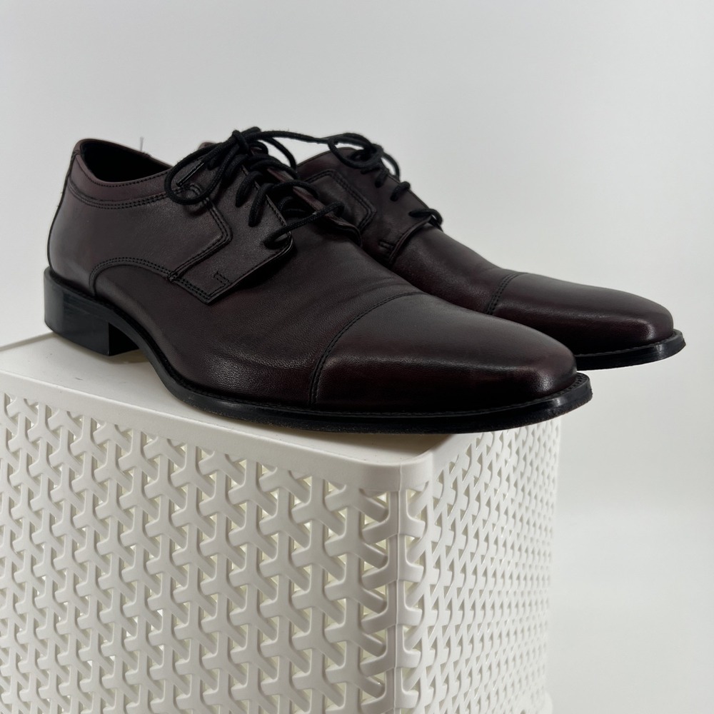 Johnston & Murphy J. Murphy Mens Sz US 10 M Novick Burgundy Cap Toe Oxford Shoes